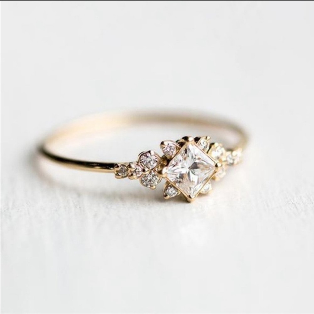 NEW💍18K YELLOW GOLD DIAMOND PRINCESS RING - Picture 4 of 6